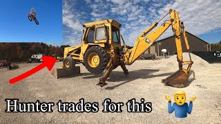 Deere 510 Loader Backhoe Hunter traded his dirtbike for, we dig into it and send it to Auction