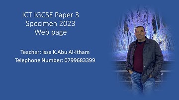 ICT IGCSE Paper 3 Specimen 2023 Web Authoring Part 1