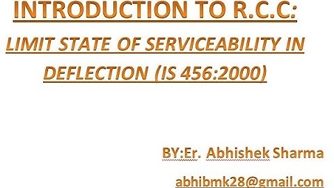 limit state of serviceability in deflection (CLAUSE NO. 23.3, IS 456:2000)