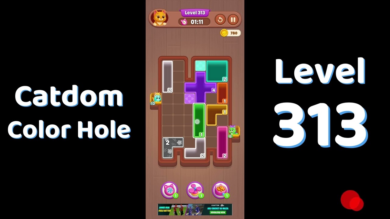 Catdom Level 313 walkthrough | Color Hole 🐱🕳️| Solutionguruji