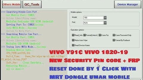 VIVO Y91C VIVO 1820_19 New Security Pin code + FRP Reset Done By 1 Click With MRT Dongle