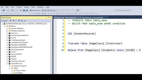DIFFERENCE BETWEEN TRUNCATE AND DELETE statements in SQL Server 2016