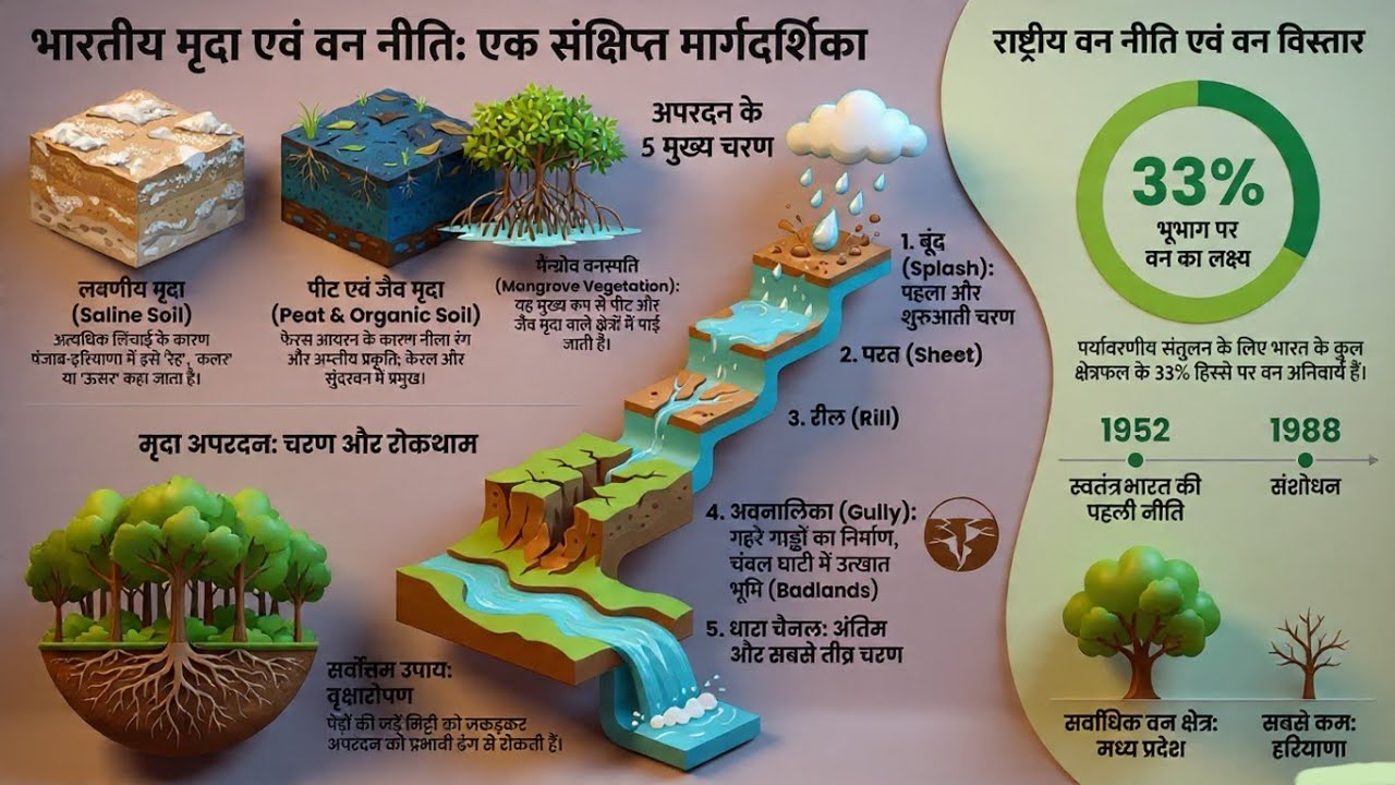 भारत का भूगोल: मृदा वर्गीकरण, अपरदन और प्रकृति वनस्पति|| #yt #facts 