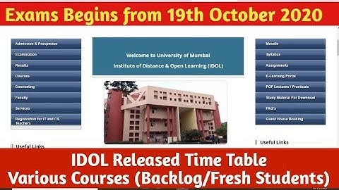 IDOL Issued Time Table for Various Courses (Backlog/Fresh) | Mumbai University | Ashish Sir