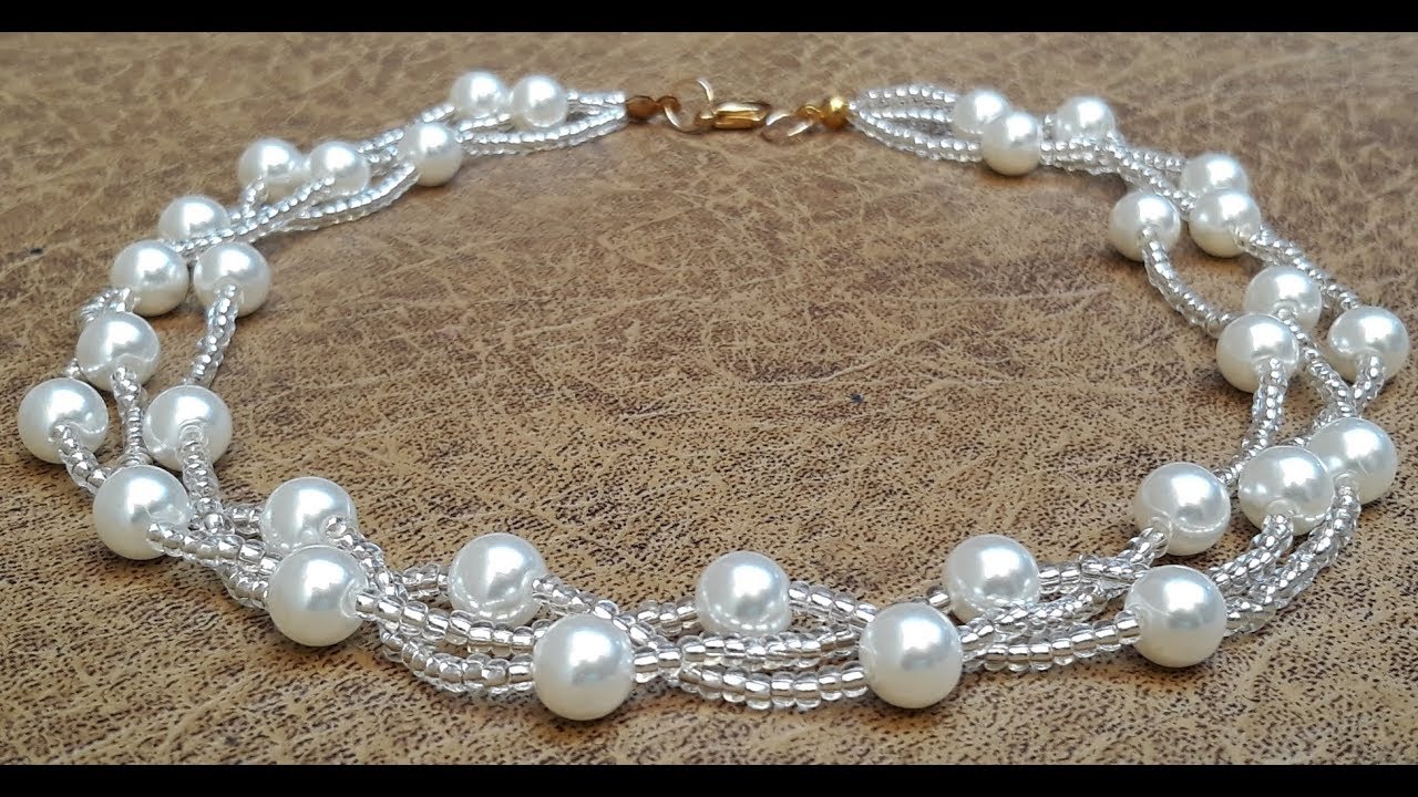 Delicate Pearl and Mustard Necklace  Class # 182 !!! 