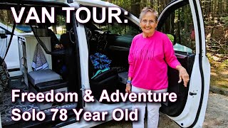 78 year old Solo Woman Designed her NoBuild Minivan Camper for Freedom and Adventure.