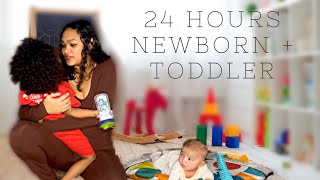 24 HOURS with a NEWBORN + TODDLER *solo* | unfiltered