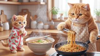 Ginger Kitten Helps Mama Cat on Sunday… She Makes Something Special 🍜❤️ Mama’s Love Story❤️🍜 screenshot 2