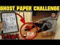 (LOCKED BASEMENT DOOR) PLAYING THE GHOST PAPER CHALLENGE ON OUR HAUNTED BASEMENT DOOR AT 3 AM