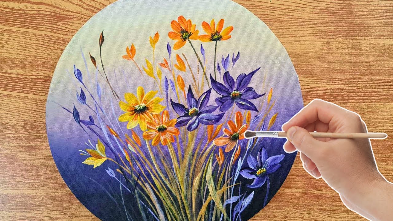 How to Paint Beautiful Flowers I Acrylic Painting for Beginners - YouTube