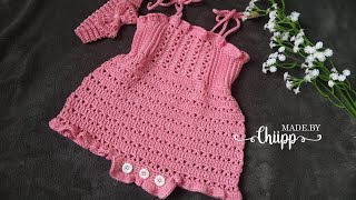 B40. Crochet baby romper | Hướng dẫn móc mẫu yếm cho bé gái