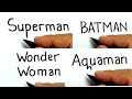 Compilation , How to turn words : Superman , Batman , Wonder woman , Aquaman Into cartoon for kids