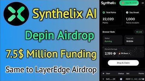 SYNTHELIX AI De-Pin Airdrop|SYNTHELIX AI Airdrop Free Income|SYNTHELIX De-Pin Airdrop#DCryptoAirdrop