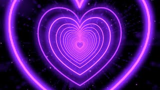 Neon Heart Tunnel Bg Animation | Beautiful💜Purple Heart Background | Neon Lights Love [2Hours]