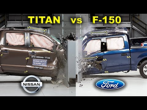 Ford F-150 vs Nissan Titan Crash Test, Titan vs F-150 crew cab passenger, Nissan vs Ford crash test