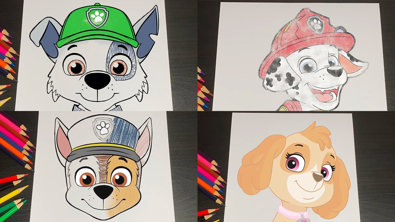 PAW PATROL Art Chase, Marshall, Rocky, Skye Timelapse YouTube