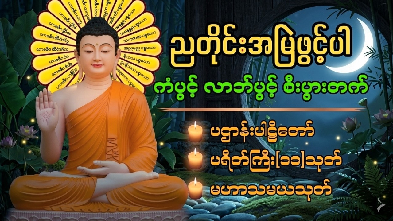 🙏🙏🙏ညအိပ်ခါနီးတိုင်း ဖွင့်ထားပါ ပဌာန်းတရား ပရိတ်ကြီး၁၁သုတ် မေတ္တာပို့ 🙏🙏🙏
