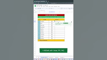 👌 Excel Online Attendance Status Via Checkbox in Google Sheet #shorts  @EthicaCyber