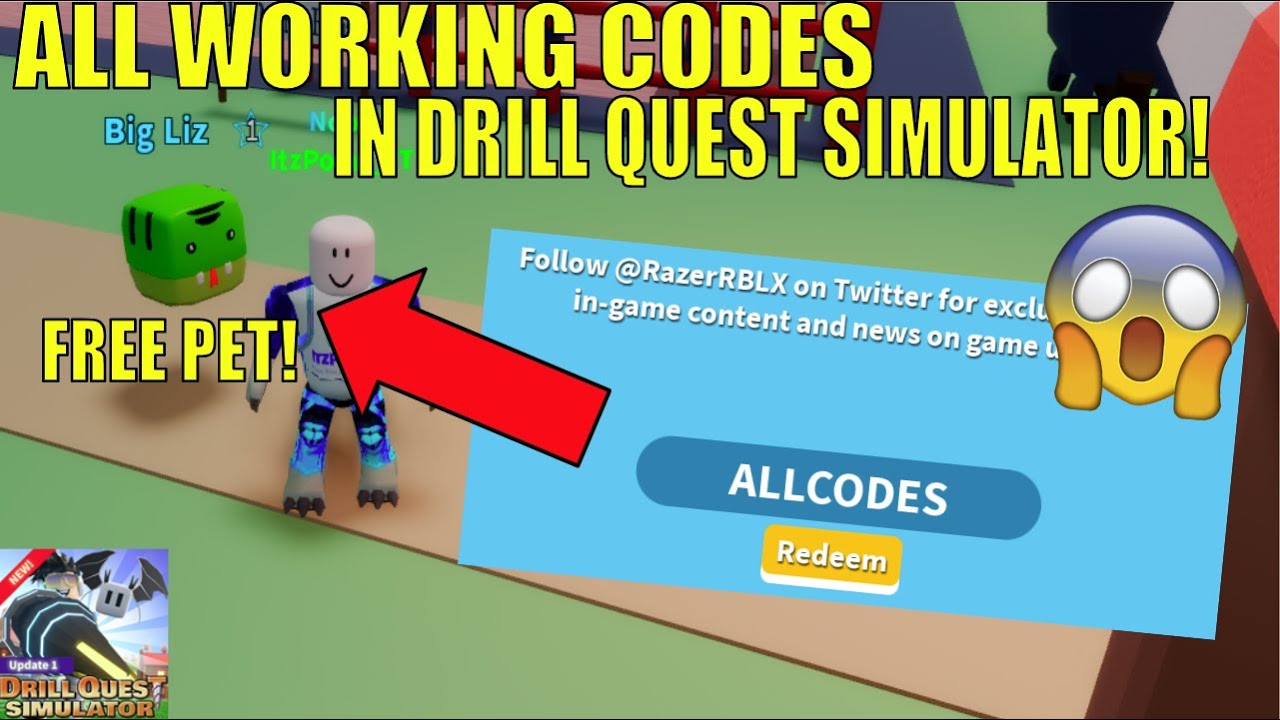  ALL WORKING CODES IN DRILL QUEST SIMULATOR FREE PET Roblox YouTube