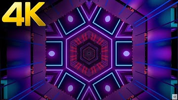4 hours 4k Sci-Fi Hexagon Tunnel Metallic Blue Pink color Flashing Relaxing TV background Video