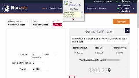 REAL ACCOUNT +$1517 USD Automated Trading Binary.com 26 February 2019
