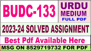 budc 133 solved assignment 2023-24 || budc 133 solved assignment 2024 in URDU || ignou budc 133
