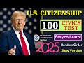2025 U.S. Citizenship Test Official USCIS 100 Civics Exam Questions, Naturalization, Donald Trump