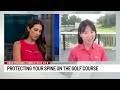 How can repetitive movements when playing golf affect spine health over time?
