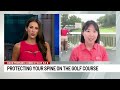 How can repetitive movements when playing golf affect spine health over time?