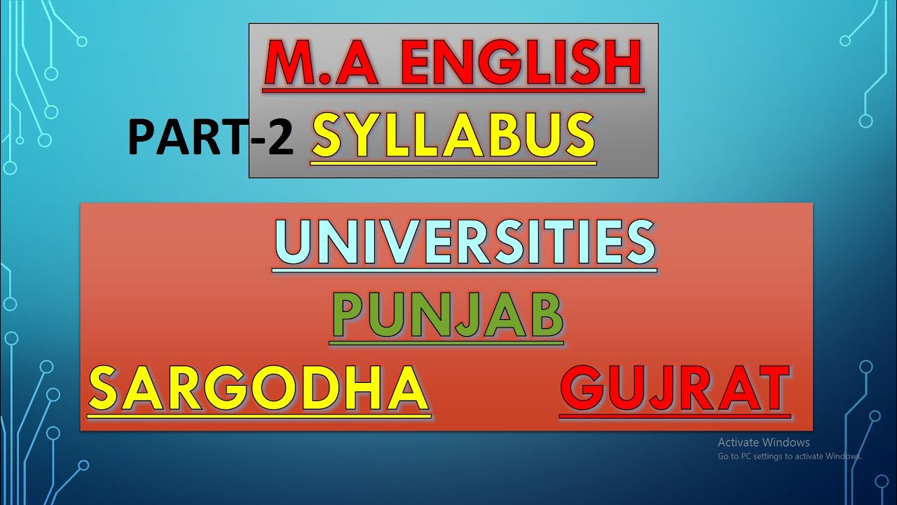 MA English Syllabus (Part-2)
