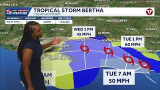 Tropical Storm Bertha 7am update: Bertha fights on despite wind shear, dry air