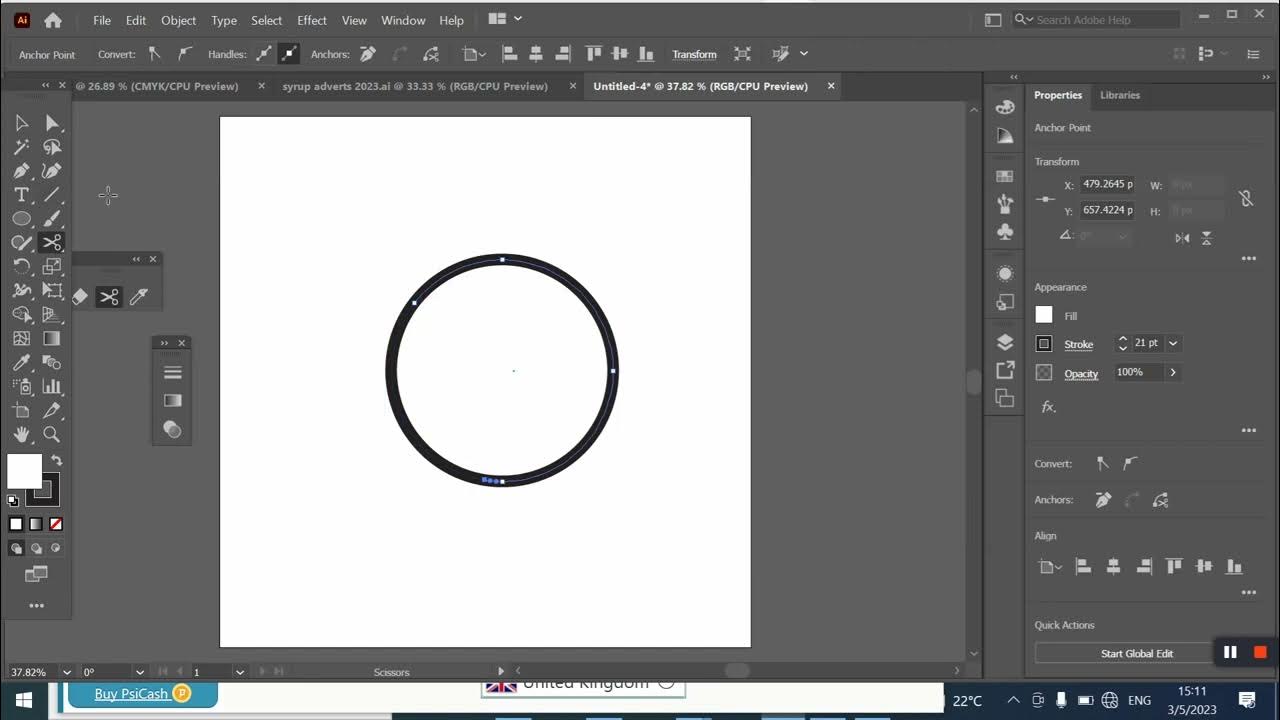 learn how to use the scissors tool in Adobe illustrator YouTube