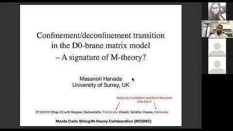 Confinement/deconfinement transition in D0-brane matrix model by Dr. Masanori Hanada [Oct 26, 2021]