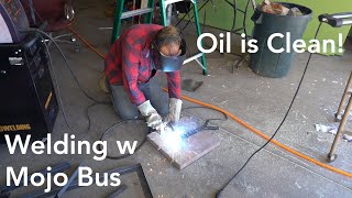 Welding Lesson w Mojo Bus (Rusty Bus Steps)