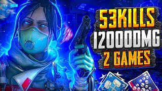 : -118! 53 KILLS & 12000 DAMAGE ON WRAITH, FOR 2 GAMES!      apex legends