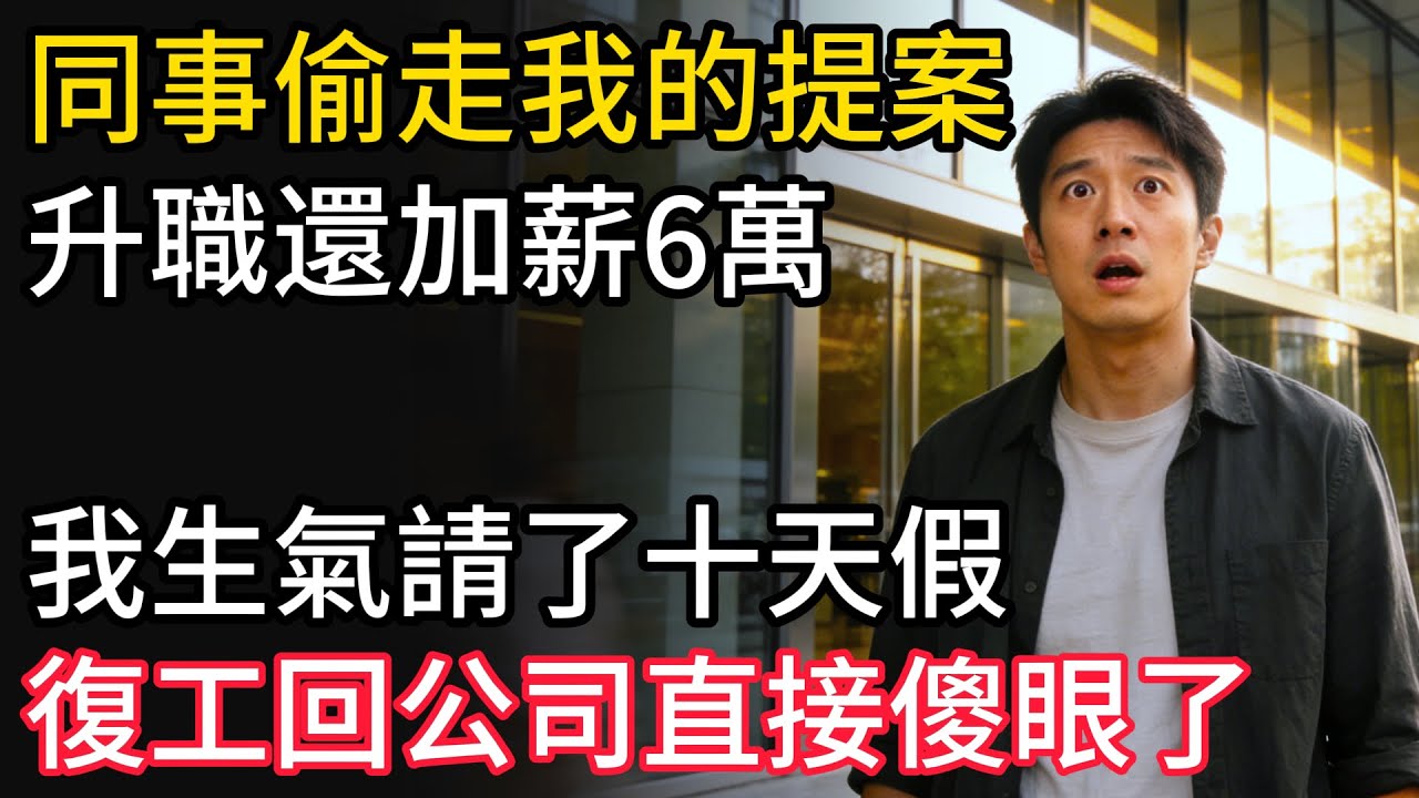 同事偷走我的提案，升職還加薪6萬，我生氣請了十天假，復工回公司直接傻眼了