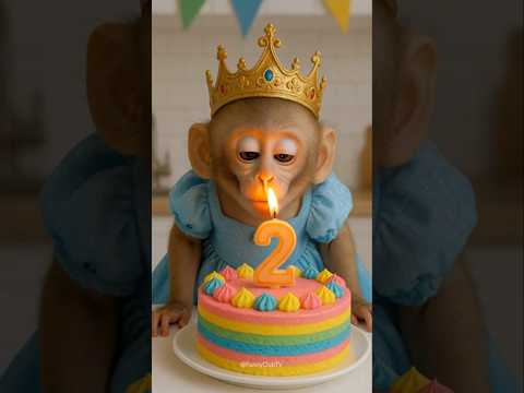 عيد ميلاد القرد قرد كيوت قرد مشاكس قرد صغير اجمل قرد قرد يأكل حلوه
