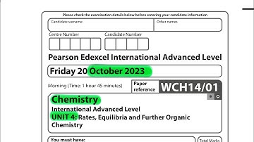 A level | Chemistry | unit 4 | October 2023 | Pearson Edexcel