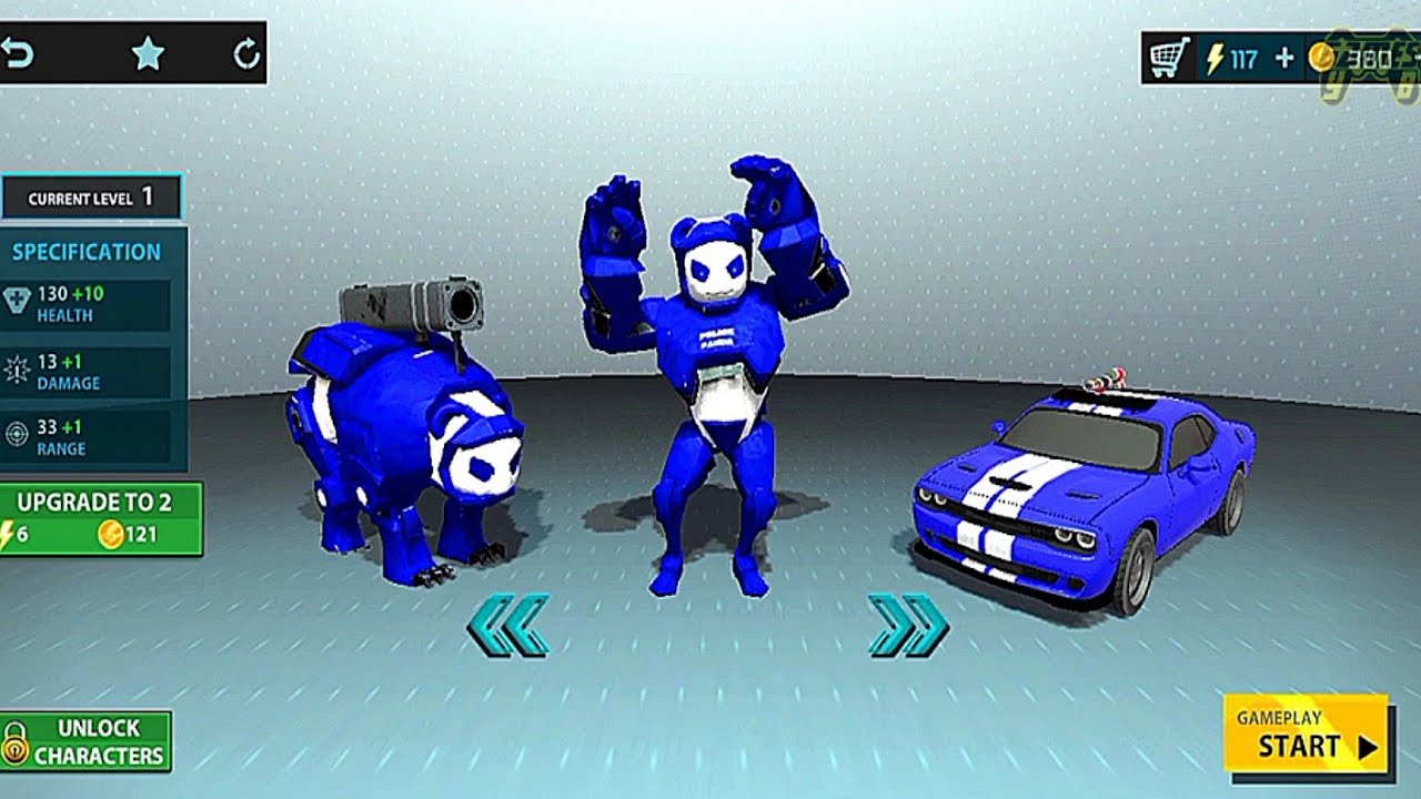 Police Panda Hero Car Transformation Game 2020 - Blue Panda Robot - Android Gameplay
