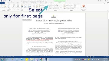 Insert Header Footer in MS-word for IEEE Camera Ready Manuscript