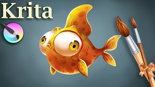 Krita Digital Drawing Tutorial- Digital Illustration of Goldfish - Speed Paint by Pallab Biswas screenshot 5