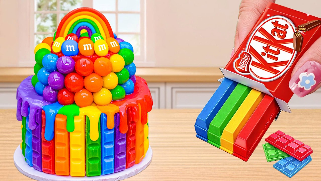 Amazing Mini Rainbow Chocolate KitKat Drip Cake Decorating with M&M 🌈 ...