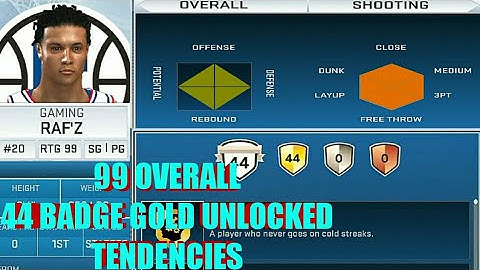 NBA2K19 v46 MOBILE 99 OVERALL 44BADGE GOLD UNLOCKED TENDENCIES