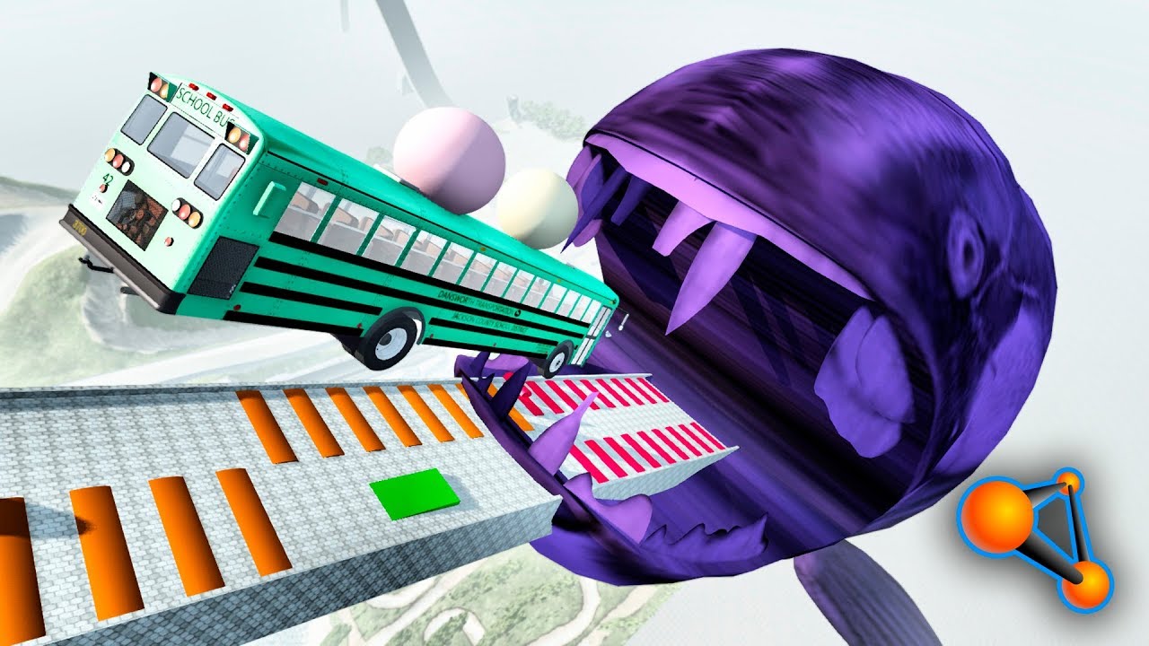 Jump Crashes & Mortal descent on HUGE Ramp with Scary Monster Sounds Beamng drive