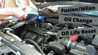 Oil and Filter Change on 08-12 Ford Fusion and Mercury Milan w/ Reset Procedure