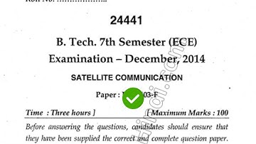 2014 Mdu BTech ECE 7th Sem Satellite Communication Question Paper