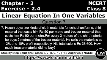Linear Equation In one Variable | Class 8 Exercise 2.4 Question 7 | NCERT | Learn Maths