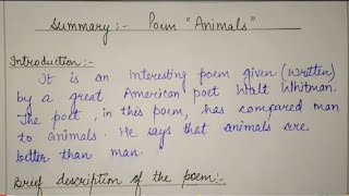 Summary Animals class 10 Poem English by Walt Whitman Explanation in hindi  First Flight Book NCERT - YouTube