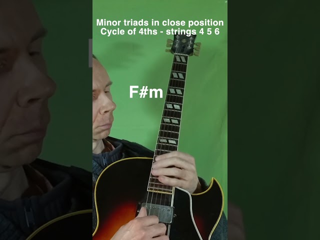 Minor triads in close position through the cycle of 4ths on strings 4 5 6 #guitar #guitarpractice class=