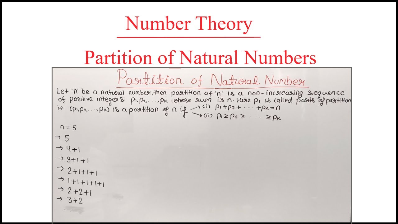 Partition of natural numbers|Lecture 3|Number Theory|Theta Classes ...